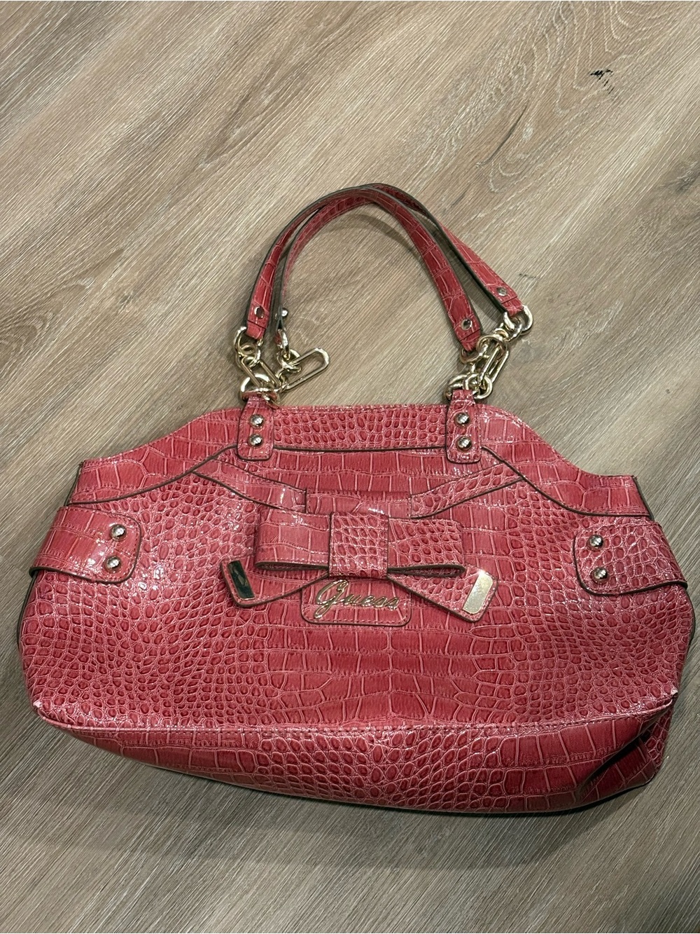 Guess | Raspberry Snake Skin Leather Purse | Large